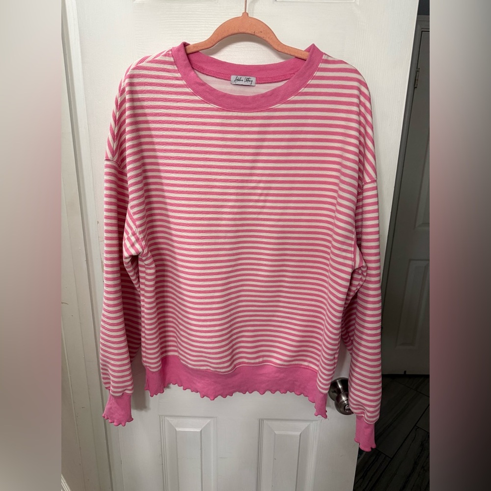 Pink Striped Long Sleeve Top